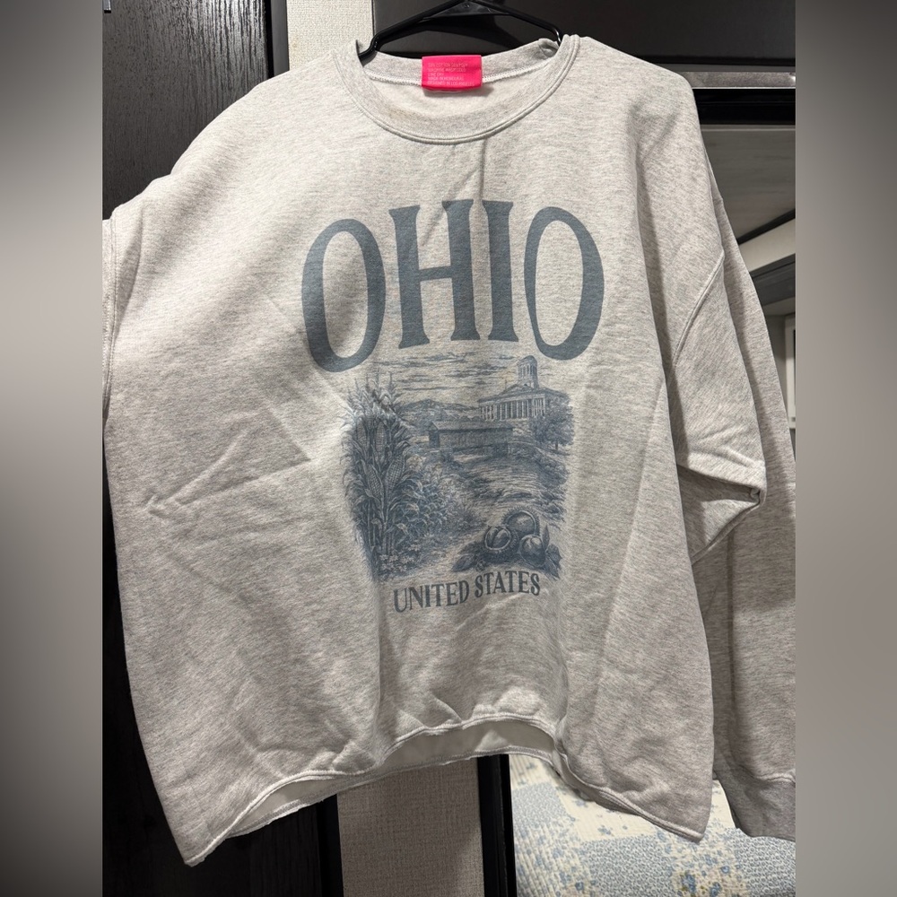 Ohio Graphic Sweatshirt - Light Gray with Blue Print